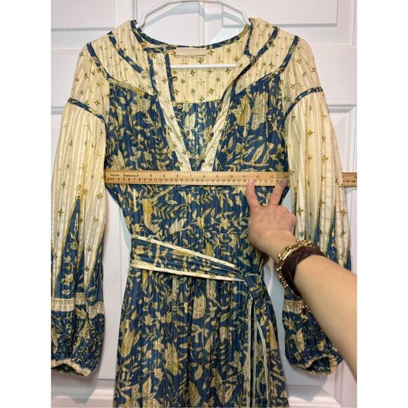 ULLA JOHNSON Kemala Tiered Waist Tie Printed Cotton-Blend Voile Maxi Dress 2 - Picture 6 of 16